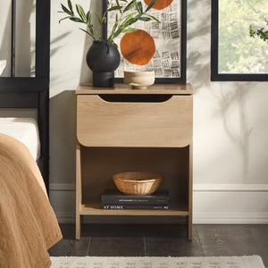 Domm Modern Scandinavian Nightstand with Open Cubby, Sleek Design & Quick 30-Minute Assembly