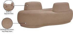 Meridian Furniture Argyle Reversible Chaise Lounge Sofa with Plush Upholstery for Modern Living Room Comfort Beige Faux Shearling Teddy Fabric 629Beige-Chaise