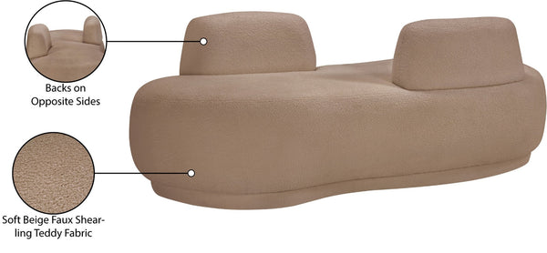 Meridian Furniture Argyle Reversible Chaise Lounge Sofa with Plush Upholstery for Modern Living Room Comfort Beige Faux Shearling Teddy Fabric 629Beige-Chaise