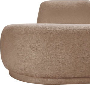 Meridian Furniture Argyle Reversible Chaise Lounge Sofa with Plush Upholstery for Modern Living Room Comfort Beige Faux Shearling Teddy Fabric 629Beige-Chaise