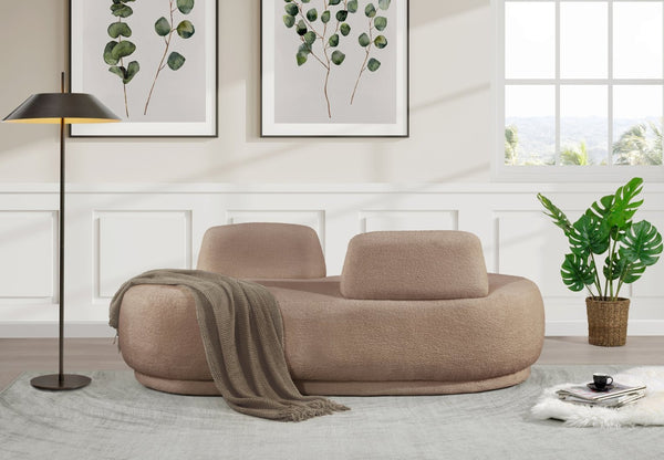 Meridian Furniture Argyle Reversible Chaise Lounge Sofa with Plush Upholstery for Modern Living Room Comfort Beige Faux Shearling Teddy Fabric 629Beige-Chaise