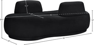 Meridian Furniture Argyle Reversible Chaise Lounge Sofa with Plush Upholstery for Modern Living Room Comfort Black Faux Shearling Teddy Fabric 629Black-Chaise