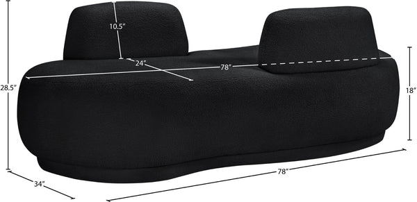 Meridian Furniture Argyle Reversible Chaise Lounge Sofa with Plush Upholstery for Modern Living Room Comfort Black Faux Shearling Teddy Fabric 629Black-Chaise