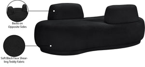 Meridian Furniture Argyle Reversible Chaise Lounge Sofa with Plush Upholstery for Modern Living Room Comfort Black Faux Shearling Teddy Fabric 629Black-Chaise
