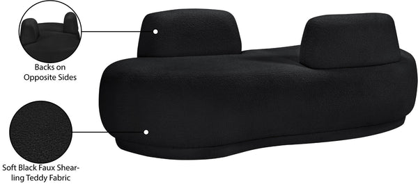 Meridian Furniture Argyle Reversible Chaise Lounge Sofa with Plush Upholstery for Modern Living Room Comfort Black Faux Shearling Teddy Fabric 629Black-Chaise
