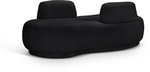 Meridian Furniture Argyle Reversible Chaise Lounge Sofa with Plush Upholstery for Modern Living Room Comfort Black Faux Shearling Teddy Fabric 629Black-Chaise