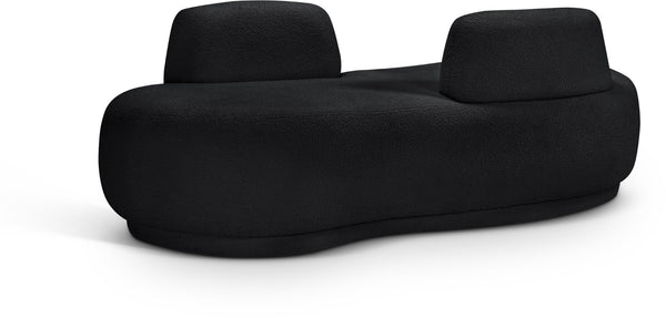 Meridian Furniture Argyle Reversible Chaise Lounge Sofa with Plush Upholstery for Modern Living Room Comfort Black Faux Shearling Teddy Fabric 629Black-Chaise