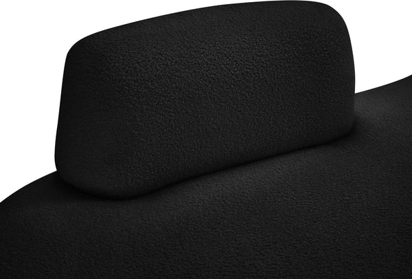 Meridian Furniture Argyle Reversible Chaise Lounge Sofa with Plush Upholstery for Modern Living Room Comfort Black Faux Shearling Teddy Fabric 629Black-Chaise