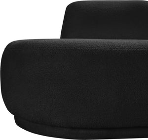 Meridian Furniture Argyle Reversible Chaise Lounge Sofa with Plush Upholstery for Modern Living Room Comfort Black Faux Shearling Teddy Fabric 629Black-Chaise