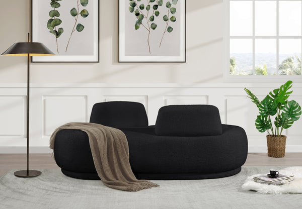 Meridian Furniture Argyle Reversible Chaise Lounge Sofa with Plush Upholstery for Modern Living Room Comfort Black Faux Shearling Teddy Fabric 629Black-Chaise