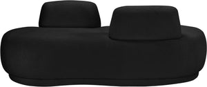 Meridian Furniture Argyle Reversible Chaise Lounge Sofa with Plush Upholstery for Modern Living Room Comfort Black Faux Shearling Teddy Fabric 629Black-Chaise