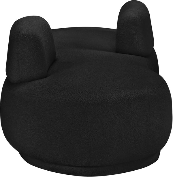 Meridian Furniture Argyle Reversible Chaise Lounge Sofa with Plush Upholstery for Modern Living Room Comfort Black Faux Shearling Teddy Fabric 629Black-Chaise