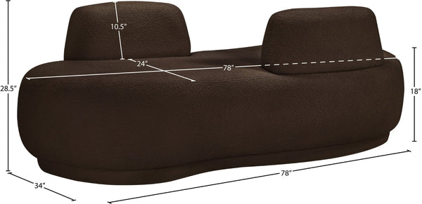 Meridian Furniture Argyle Reversible Chaise Lounge Sofa with Plush Upholstery for Modern Living Room Comfort Brown Faux Shearling Teddy Fabric 629Brown-Chaise