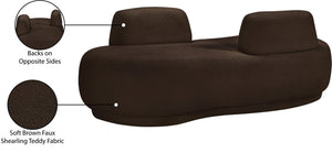 Meridian Furniture Argyle Reversible Chaise Lounge Sofa with Plush Upholstery for Modern Living Room Comfort Brown Faux Shearling Teddy Fabric 629Brown-Chaise