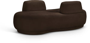 Meridian Furniture Argyle Reversible Chaise Lounge Sofa with Plush Upholstery for Modern Living Room Comfort Brown Faux Shearling Teddy Fabric 629Brown-Chaise
