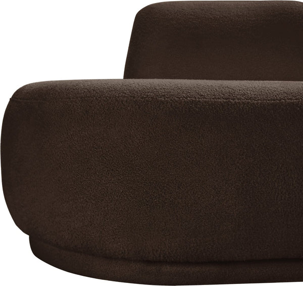 Meridian Furniture Argyle Reversible Chaise Lounge Sofa with Plush Upholstery for Modern Living Room Comfort Brown Faux Shearling Teddy Fabric 629Brown-Chaise