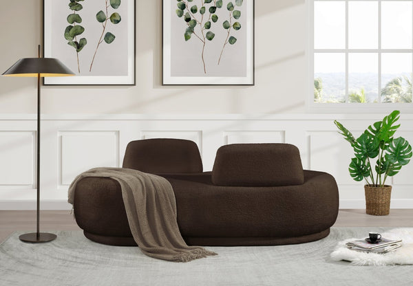 Meridian Furniture Argyle Reversible Chaise Lounge Sofa with Plush Upholstery for Modern Living Room Comfort Brown Faux Shearling Teddy Fabric 629Brown-Chaise