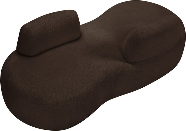 Meridian Furniture Argyle Reversible Chaise Lounge Sofa with Plush Upholstery for Modern Living Room Comfort Brown Faux Shearling Teddy Fabric 629Brown-Chaise