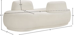 Meridian Furniture Argyle Reversible Chaise Lounge Sofa with Plush Upholstery for Modern Living Room Comfort Cream Faux Shearling Teddy Fabric 629Cream-Chaise