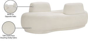 Meridian Furniture Argyle Reversible Chaise Lounge Sofa with Plush Upholstery for Modern Living Room Comfort Cream Faux Shearling Teddy Fabric 629Cream-Chaise