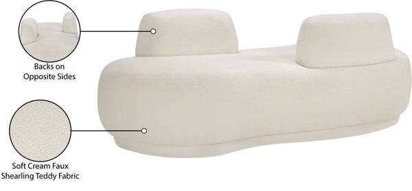 Meridian Furniture Argyle Reversible Chaise Lounge Sofa with Plush Upholstery for Modern Living Room Comfort Cream Faux Shearling Teddy Fabric 629Cream-Chaise