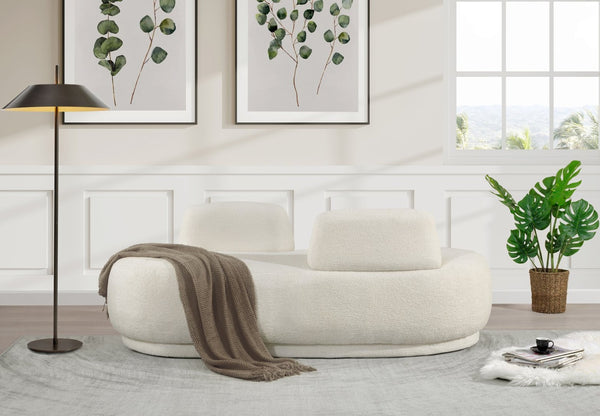 Meridian Furniture Argyle Reversible Chaise Lounge Sofa with Plush Upholstery for Modern Living Room Comfort Cream Faux Shearling Teddy Fabric 629Cream-Chaise
