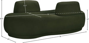 Meridian Furniture Argyle Reversible Chaise Lounge Sofa with Plush Upholstery for Modern Living Room Comfort Green Faux Shearling Teddy Fabric 629Green-Chaise