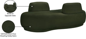 Meridian Furniture Argyle Reversible Chaise Lounge Sofa with Plush Upholstery for Modern Living Room Comfort Green Faux Shearling Teddy Fabric 629Green-Chaise