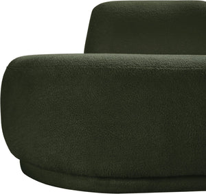 Meridian Furniture Argyle Reversible Chaise Lounge Sofa with Plush Upholstery for Modern Living Room Comfort Green Faux Shearling Teddy Fabric 629Green-Chaise