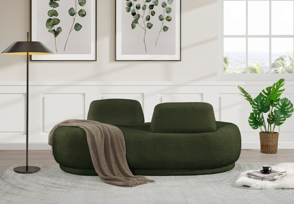 Meridian Furniture Argyle Reversible Chaise Lounge Sofa with Plush Upholstery for Modern Living Room Comfort Green Faux Shearling Teddy Fabric 629Green-Chaise