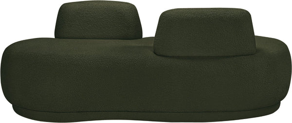 Meridian Furniture Argyle Reversible Chaise Lounge Sofa with Plush Upholstery for Modern Living Room Comfort Green Faux Shearling Teddy Fabric 629Green-Chaise