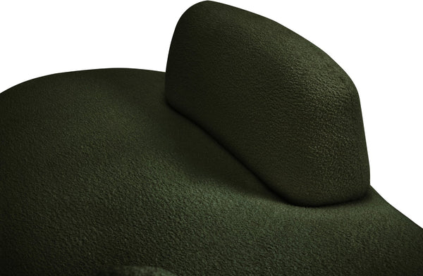 Meridian Furniture Argyle Reversible Chaise Lounge Sofa with Plush Upholstery for Modern Living Room Comfort Green Faux Shearling Teddy Fabric 629Green-Chaise