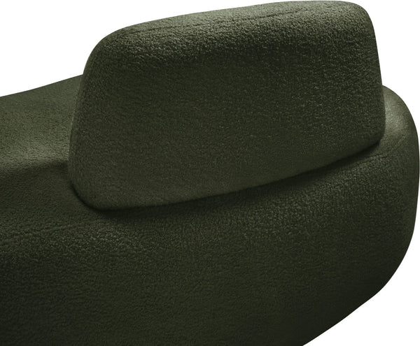 Meridian Furniture Argyle Reversible Chaise Lounge Sofa with Plush Upholstery for Modern Living Room Comfort Green Faux Shearling Teddy Fabric 629Green-Chaise