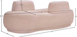 Meridian Furniture Argyle Reversible Chaise Lounge Sofa with Plush Upholstery for Modern Living Room Comfort Pink Faux Shearling Teddy Fabric 629Pink-Chaise