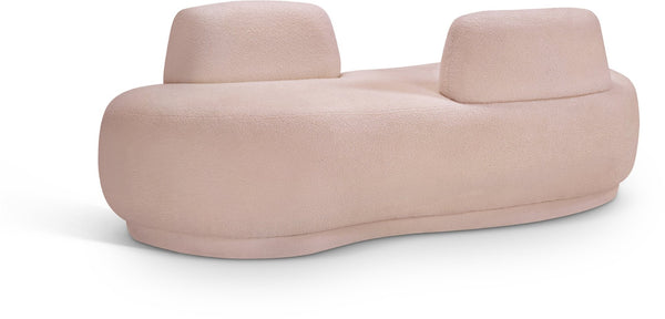 Meridian Furniture Argyle Reversible Chaise Lounge Sofa with Plush Upholstery for Modern Living Room Comfort Pink Faux Shearling Teddy Fabric 629Pink-Chaise