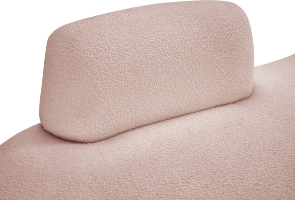 Meridian Furniture Argyle Reversible Chaise Lounge Sofa with Plush Upholstery for Modern Living Room Comfort Pink Faux Shearling Teddy Fabric 629Pink-Chaise