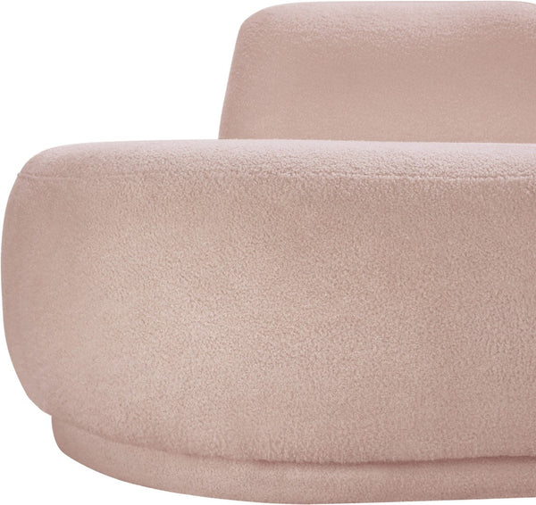 Meridian Furniture Argyle Reversible Chaise Lounge Sofa with Plush Upholstery for Modern Living Room Comfort Pink Faux Shearling Teddy Fabric 629Pink-Chaise