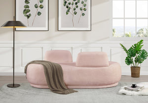 Meridian Furniture Argyle Reversible Chaise Lounge Sofa with Plush Upholstery for Modern Living Room Comfort Pink Faux Shearling Teddy Fabric 629Pink-Chaise