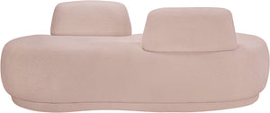 Meridian Furniture Argyle Reversible Chaise Lounge Sofa with Plush Upholstery for Modern Living Room Comfort Pink Faux Shearling Teddy Fabric 629Pink-Chaise