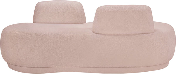 Meridian Furniture Argyle Reversible Chaise Lounge Sofa with Plush Upholstery for Modern Living Room Comfort Pink Faux Shearling Teddy Fabric 629Pink-Chaise