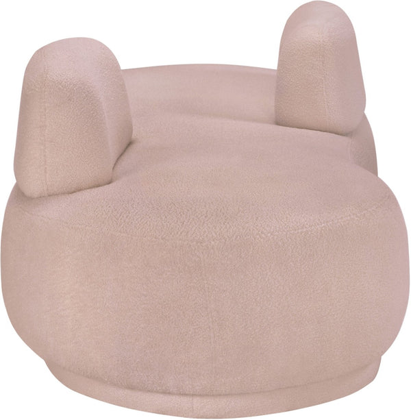 Meridian Furniture Argyle Reversible Chaise Lounge Sofa with Plush Upholstery for Modern Living Room Comfort Pink Faux Shearling Teddy Fabric 629Pink-Chaise