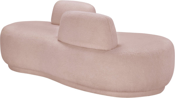 Meridian Furniture Argyle Reversible Chaise Lounge Sofa with Plush Upholstery for Modern Living Room Comfort Pink Faux Shearling Teddy Fabric 629Pink-Chaise