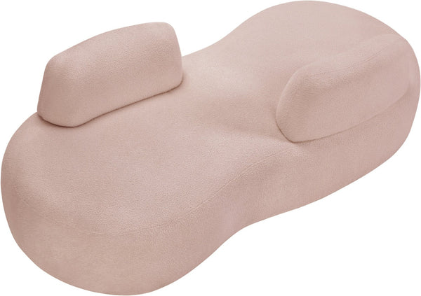 Meridian Furniture Argyle Reversible Chaise Lounge Sofa with Plush Upholstery for Modern Living Room Comfort Pink Faux Shearling Teddy Fabric 629Pink-Chaise
