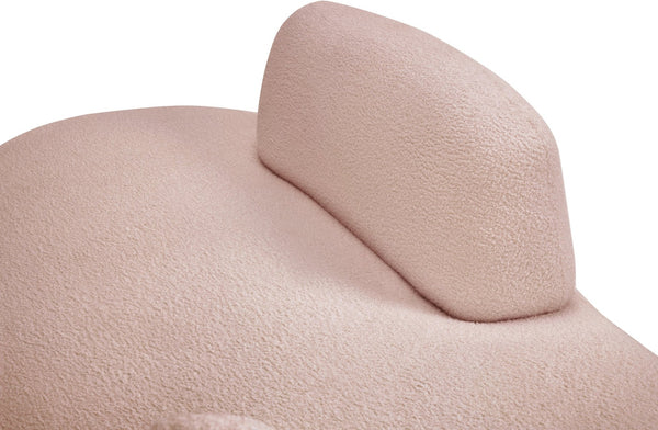 Meridian Furniture Argyle Reversible Chaise Lounge Sofa with Plush Upholstery for Modern Living Room Comfort Pink Faux Shearling Teddy Fabric 629Pink-Chaise