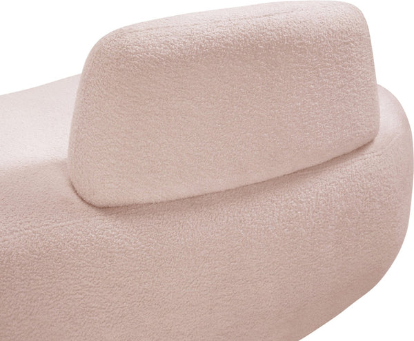 Meridian Furniture Argyle Reversible Chaise Lounge Sofa with Plush Upholstery for Modern Living Room Comfort Pink Faux Shearling Teddy Fabric 629Pink-Chaise