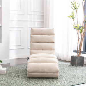 English Elm Linen Ergonomic Massage Chaise Lounge 140° Recline with Remote, 5 Modes, Heavy-Duty 300lb Capacity W39539619