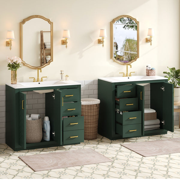 English Elm 72'' Elegant Bathroom Vanity With Ceramic Sink, Soft-Close Drawers & Solid Wood Storage Cabinet Set N710SS00013F