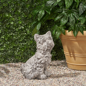 English Elm Christopher Knight Home® - CRICKET Terrier Cast Stone Garden Statue in Antique Gray Finish — Durable Outdoor Accent, 15"H 65285.00GRY