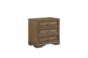 English Elm 3-drawer Nightstand with Cedar Lining Usb Port and Felt Top Drawer Bedroom Storage B2699P439935