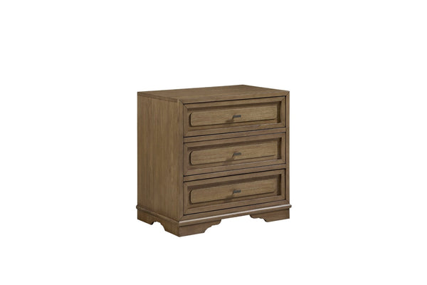 English Elm 3-drawer Nightstand with Cedar Lining Usb Port and Felt Top Drawer Bedroom Storage B2699P439935